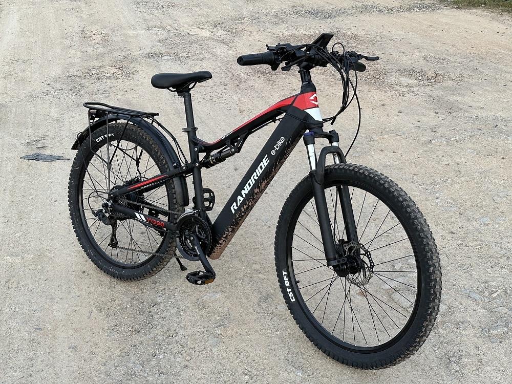 RANDRIDE YG90 Elektrofahrrad 1000 W 48 V 17 Ah Shimano hydraulische Bremse E-Bike mit Vollfederung, 21 Gängen, schaltfreiem Gepäckträger