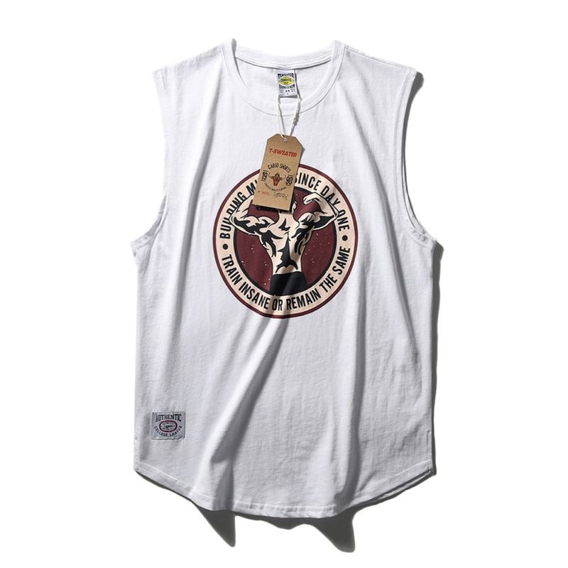 Fitness Vest Men's Summer Loose Training American Sports Wait Lifting Cotton Vest Men Hurdle Sleeveless T-shirt