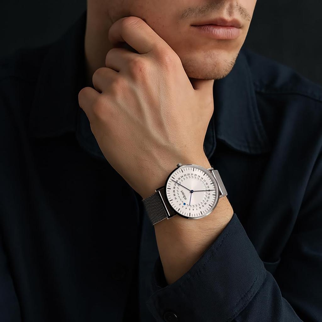 Swiss Sapphire White Silver Stainless Steel Mesh 41mm a.b.art Men's Watch, Movement, Crystal, Dial, Strap, Slim, Waterproof, Analog, Simple, Business,