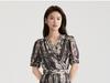 Pure cotton temperament floral dress for women in summer 2025, thin, high-end, age reducing, Chinese style medium length dress