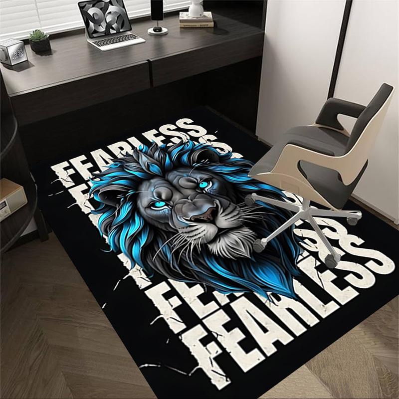 

1pc Fearless Lion Carpet Anti Slip Polyester Floor Mat for office.Bedroom 60cm by 90cm