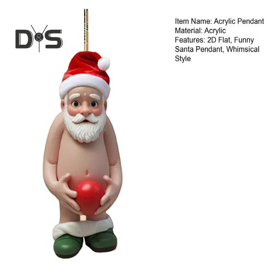 Pandantiv acrilic de Moș Crăciun Decor pentru agățat pentru brad de Crăciun Ornament de Moș Crăciun amuzant cu desene animate pentru decorarea căminului pentru ușă.
