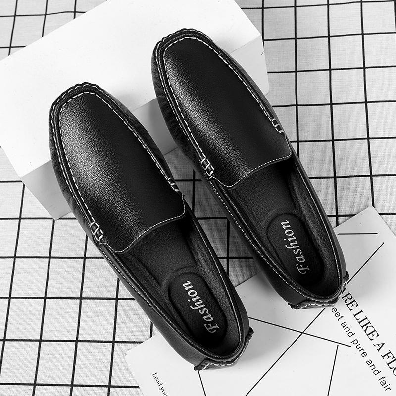Men Shoes Fashion Loafers Men Genuine Leather Retro Drive Comfy Classic Casual Boat Shoes Leisure Walking Flats Black Moccasins