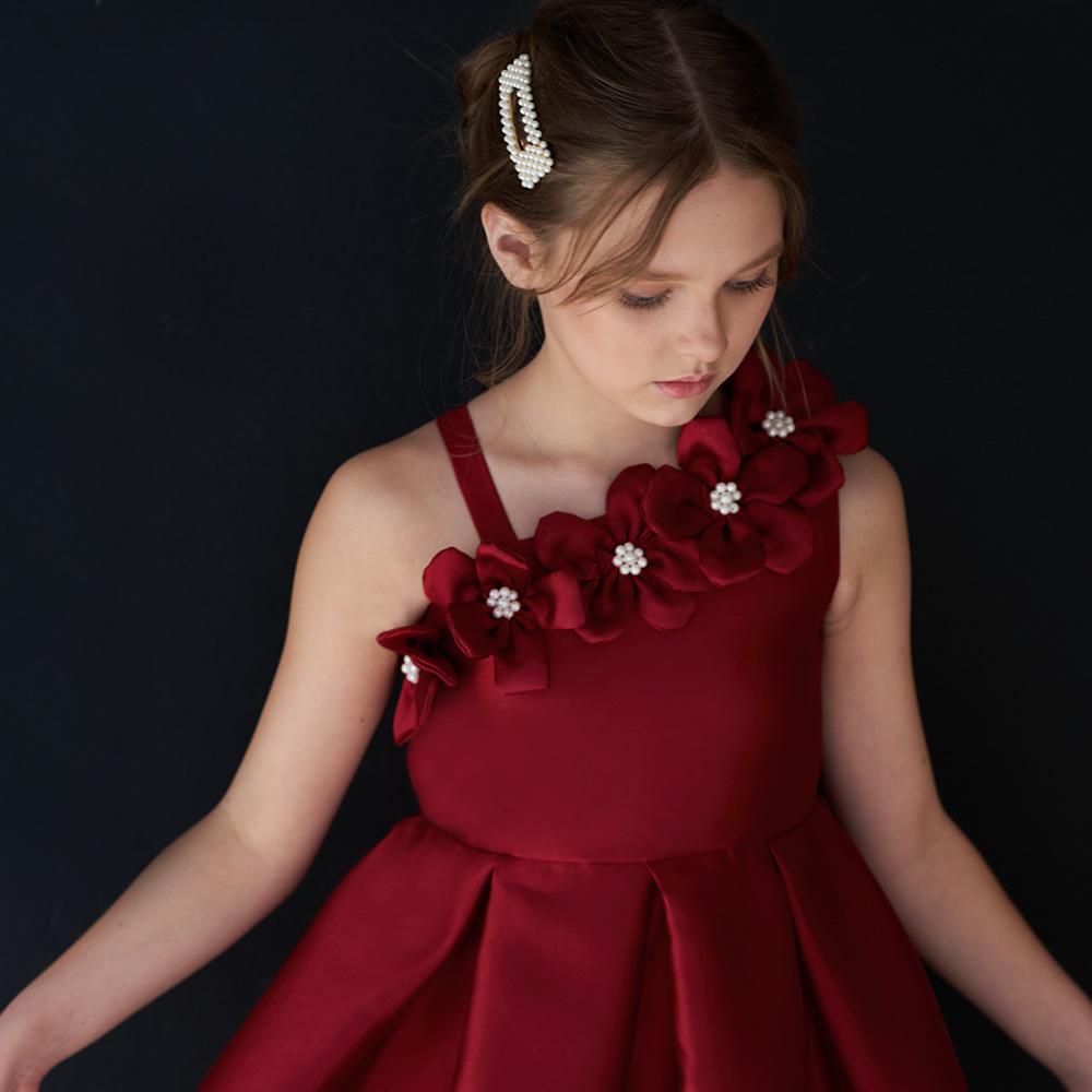 Girls' Satin Patchwork Gradient Princess Dress for Formal Events and Fashion Shows