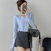 2025 Women's Gray High-Waisted Irregular A-Line Culottes: Slimming, Hip-Hugging, Versatile Autumn Suit Shorts