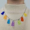 Regenbogen-Süßigkeitenfarbe Bär Halskette Bunter Harz Anhänger Halskette Niedliches Tier Punk Party Schmuck für Damen Mädchen Geschenke