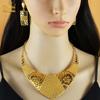 Two-Piece 24K Gold-Plated Alloy Dubai Bride Necklace Earrings Set Indian-Saudi Arabian Women's Wedding Gift for Party Occasions