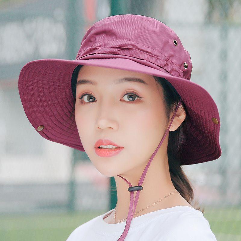 

Sun Protection Hat Men s Summer Outdoor Fishing Hat Bucket Hat Women s Face Cover Ultraviolet-Proof Breathable Sun Hat with Wide Brim Wine Red One size