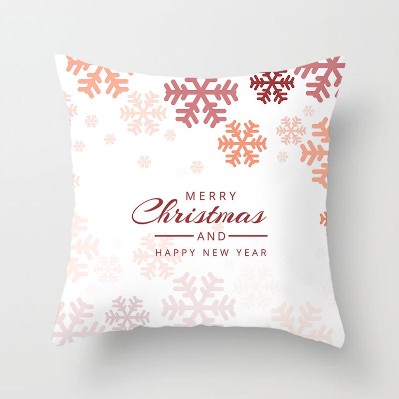 Merry Christmas Printed White Pillowcase  Style Cushion Cover Home Sofa Decoration
