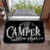 Outdoor Camping Van Welcome Mat with Cheerful Camping Van Non-slip Kitchen Bathroom Entracne Rugs Living Room Washable Carpet