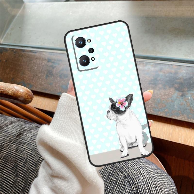 French Bulldog Case For Realme 11 12 13 14 Pro Plus C53 C55 C51 C25 C63 C61 C65 C67 C71 C75 GT6 GT7 15 Pro