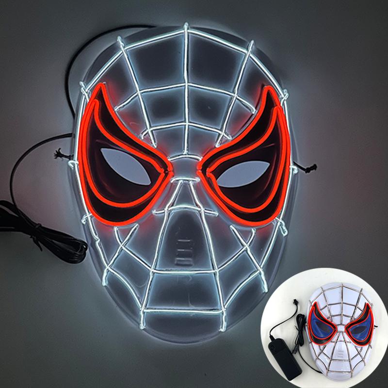 Skull Full Face Mask Halloween Cosplay Horror Luminous LED Mask 10 Single Color for Choice Party Glow Mask
