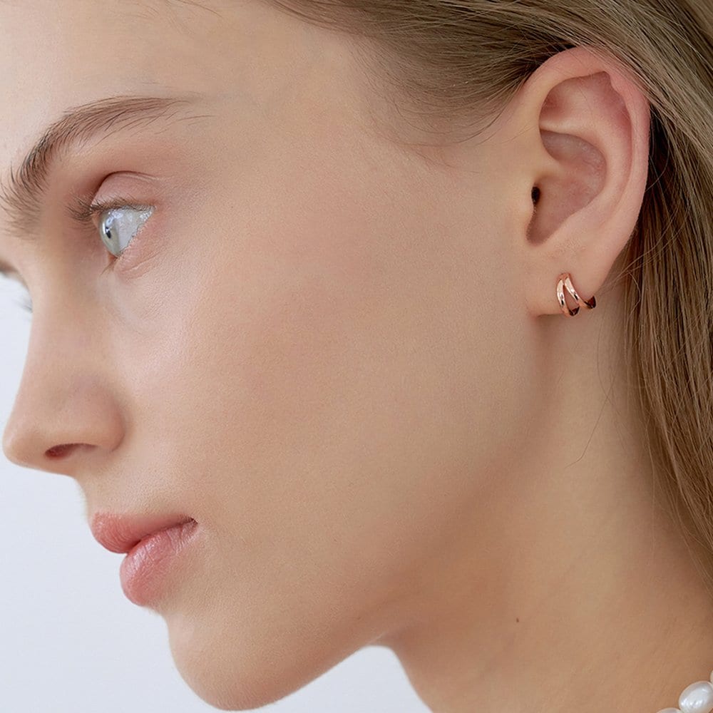 [925Silver] Two Ring Earrings
