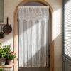 French Vintage Lace Tassel Door Curtain Rod Pocket Hanging Sheer Window Drapes for Kitchen Living Room Balcony Accent Wall Deco