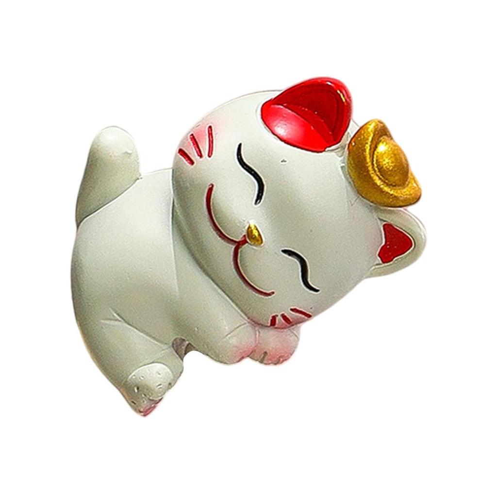 Small Cat Figurine Lucky Cat Statue Resin Mini Ornament Multifunction Decor for Office Home Desk