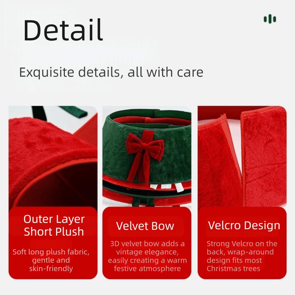 Solid Color Christmas Tree Skirt with Bow Plush Xmas Tree Surround Collar  Party Gifts