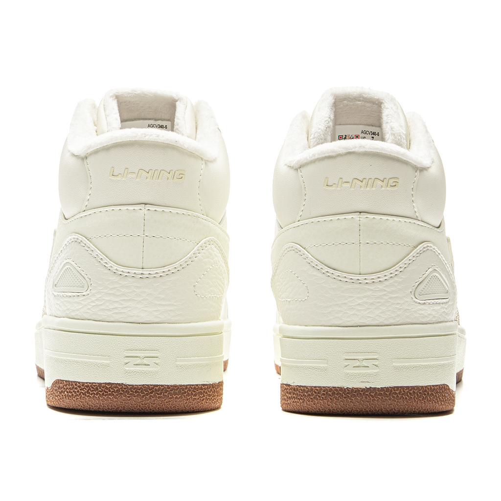Li Ning Tianji HI Slip Resistant Cushioning Abrasion Resistant Mid Top Skateboard Shoes Women's Mother Of Pearl White AGCV340-5