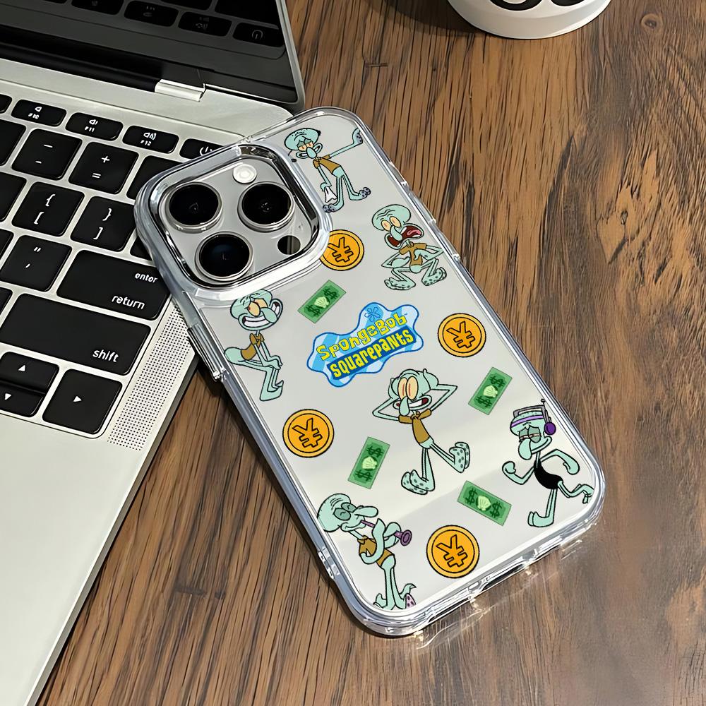 Lovely S-SpongeBobs New Phone Case For iPhone 17 16e 16 15 14 13 12 11 mini Pro Max X XR XSMAX Air Plus Transparent Soft Cover