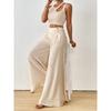 Casual Style Plus-Size High-Waisted Drapey Wide-Leg Pants for Women Summer Cotton-Linen Texture Slimming and Flattering Skirt Pants Commuting