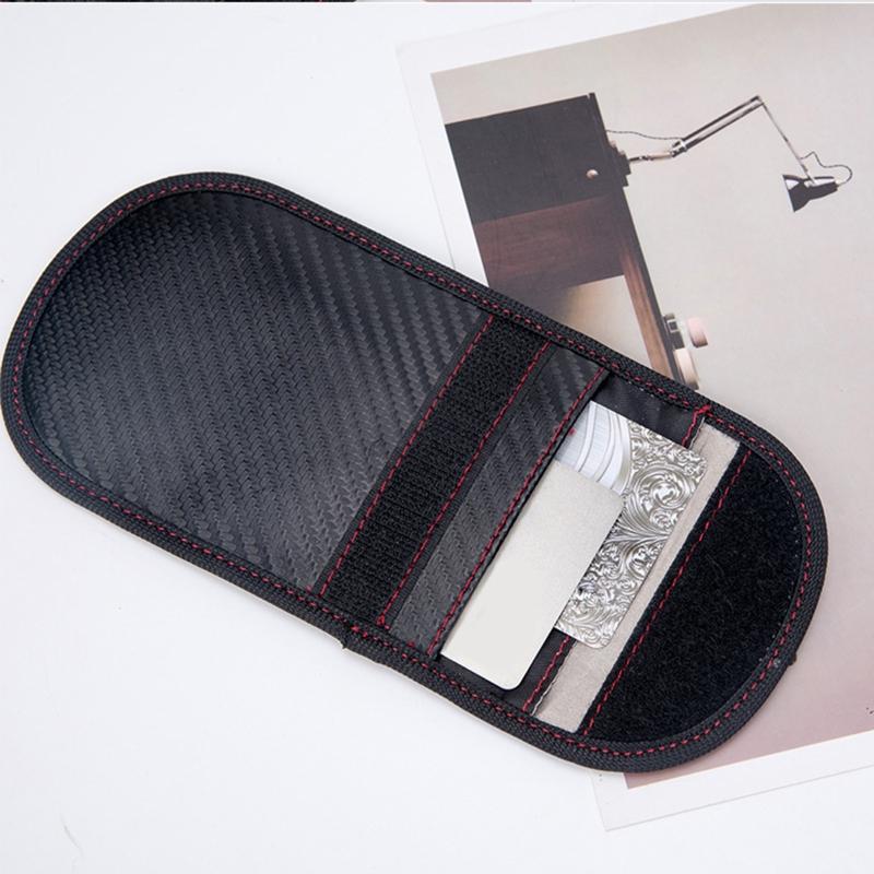 Protector Bag for Car for Key Fob Leather Car for Key Signal Blocking Pouch for Case for Car Security Anti-Theft Black R