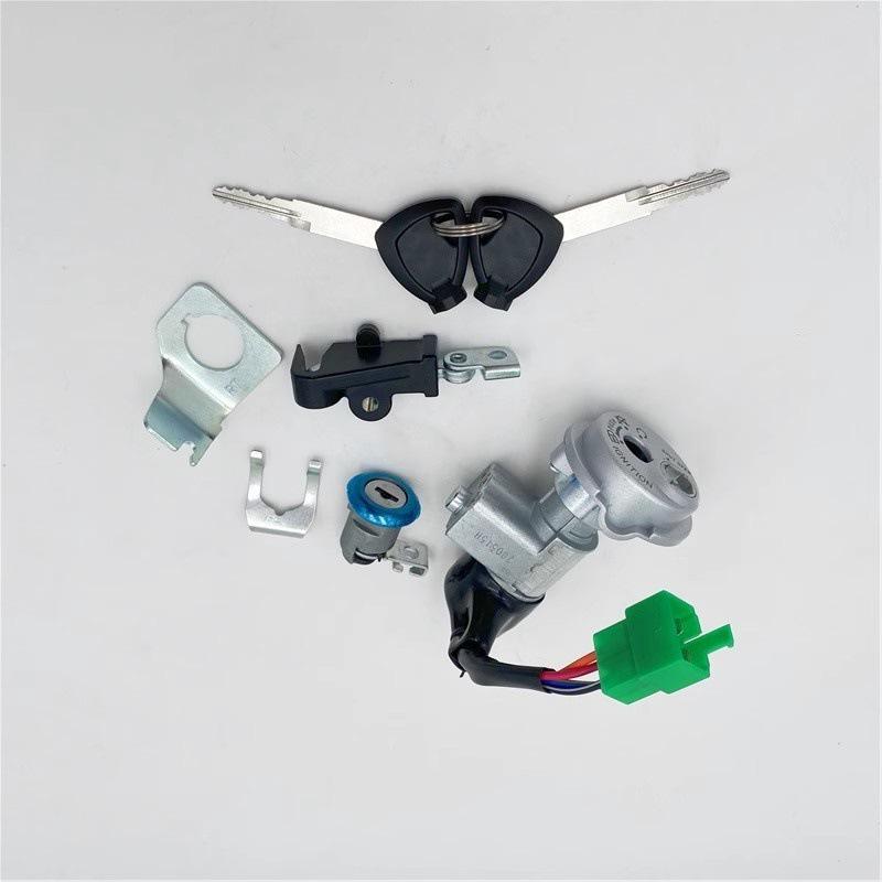 Xiandi HJ110-3-5 Motorcycle Lock Set: Door, Magnetic, Full Vehicle Lock, Ignition Switch, & Key.