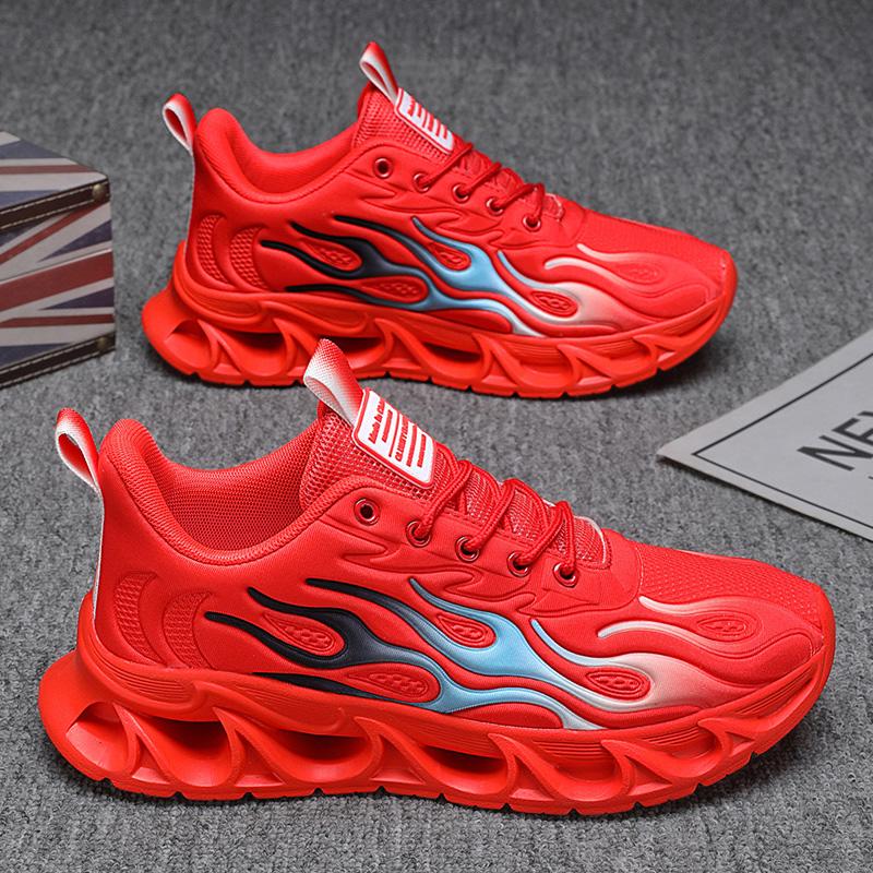 

Новые модные мужские кроссовки Four Seasons с толстой подошвой для студентов и мальчиков, трендовые кроссовки с мягкой подошвой, дышащие, повседневные кроссовки для бега 46 красный