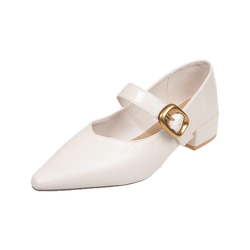 Europejska stacja brytyjski styl gruby obcas buty Mary Jane damskie 2025 wiosna nowe miękka skóra retro klamra na jeden pasek wysokie obcasy