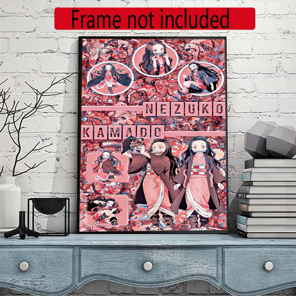 Nezuko Kamado Collage 5D Diamond Painting Round Diamond Rhinestones Mosaic Diamond Embroidery Wall Paintings Rhinestones Gift Frameless