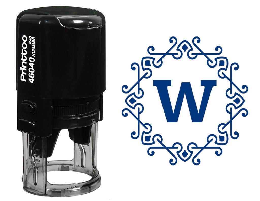 Printtoo Self Inking Office Stationary Octagon Celtic Swirl Frame Alphabet W Monogram Initial Rubber