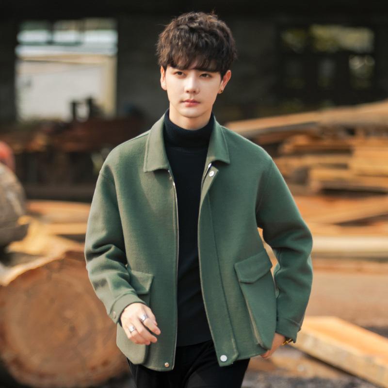 Giacca da Uomo Autunno e Inverno Giacca Casual Cappotto Corto di Lana Senza Contanti di Alta Gamma Versione Coreana di Tendenza