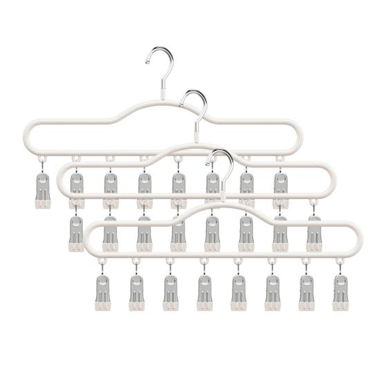 1/2/3Pcs Coat Hanger with 8 Clips Multi-Function Storage Hanger Space-Saving Hanging Wardrobe Organizer Jeans Skirts Scarves Belts Towels Accessories