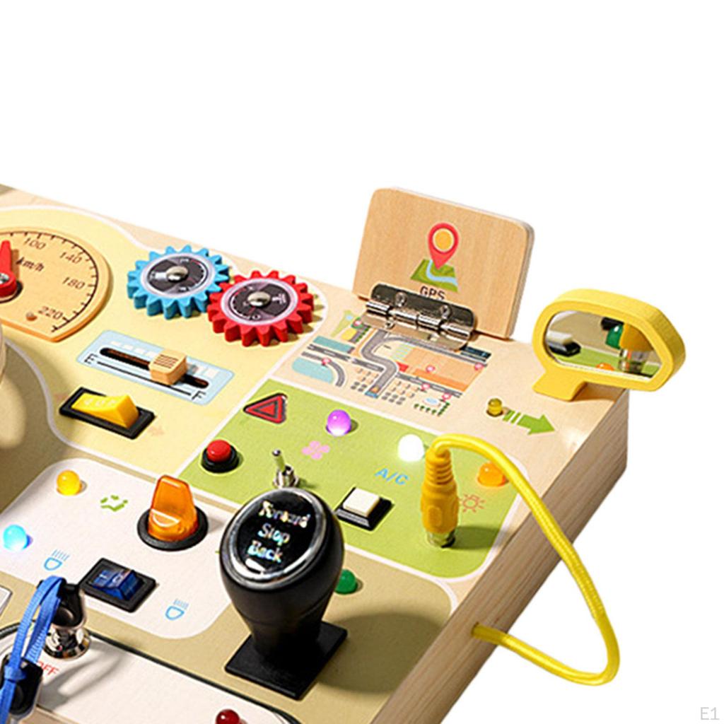 Lights Switch Busy Board Montessori Toy Analog Steering Wheel Age 3 + Children Developmental Kids