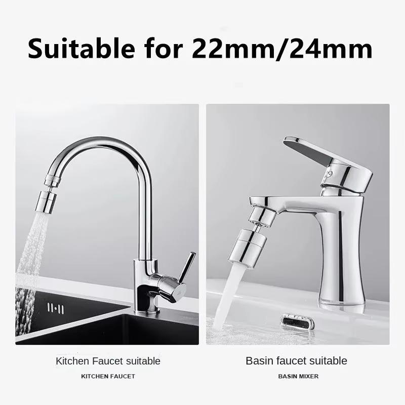 Splash-Proof 720° Universal Tap Aerator - Swivel Water-Saving ABS Faucet Spray Head, Wash Basin Extender Adapter