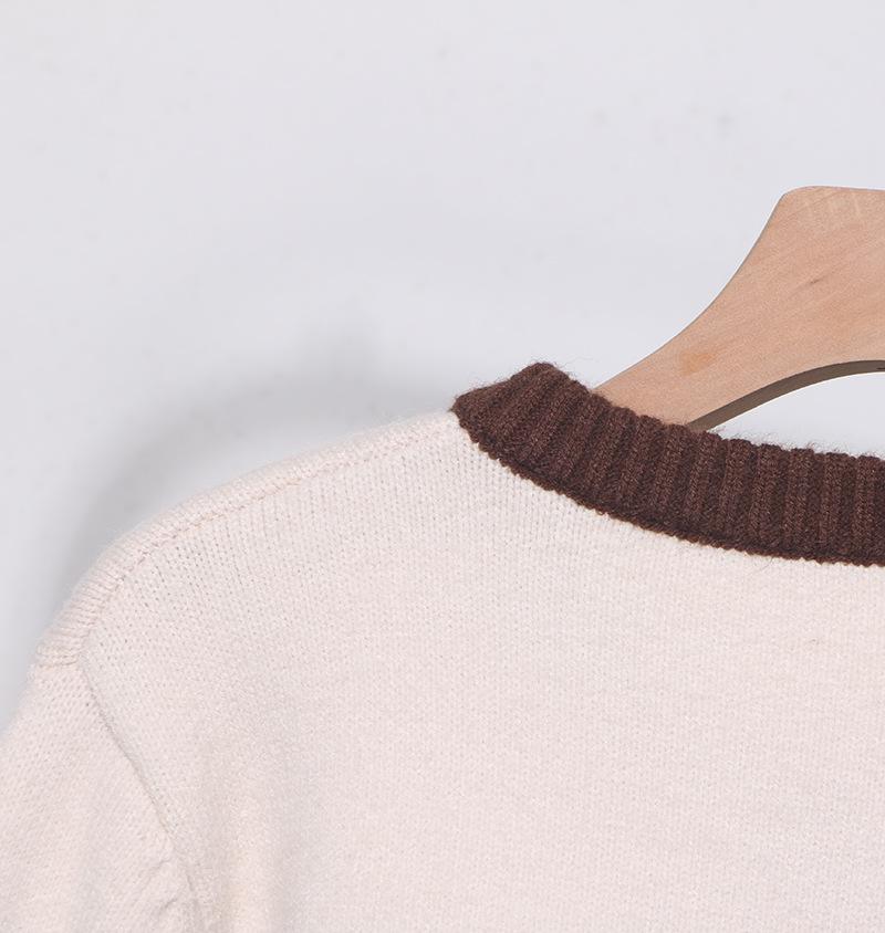 Korean Style Retro Color Block Striped Cardigan Sweater - Thickened Autumn/Winter Outerwear Women