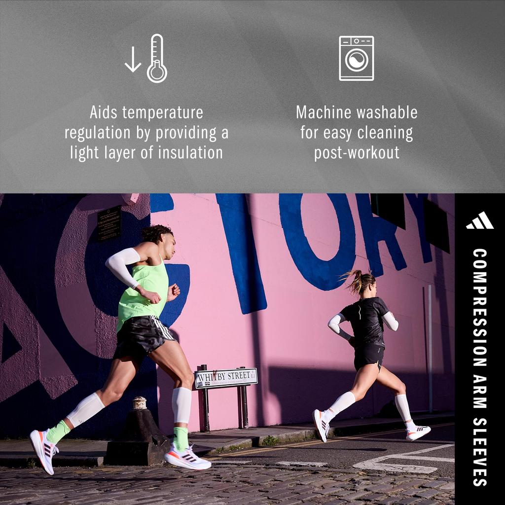 Adidas Compression Arm Sleeve Pack of ClimaCool Material Sizes Warmers, 2, (Breathable, Moisture-Wicking, Quick-Drying), White, S/M (ADSL-13011WH)