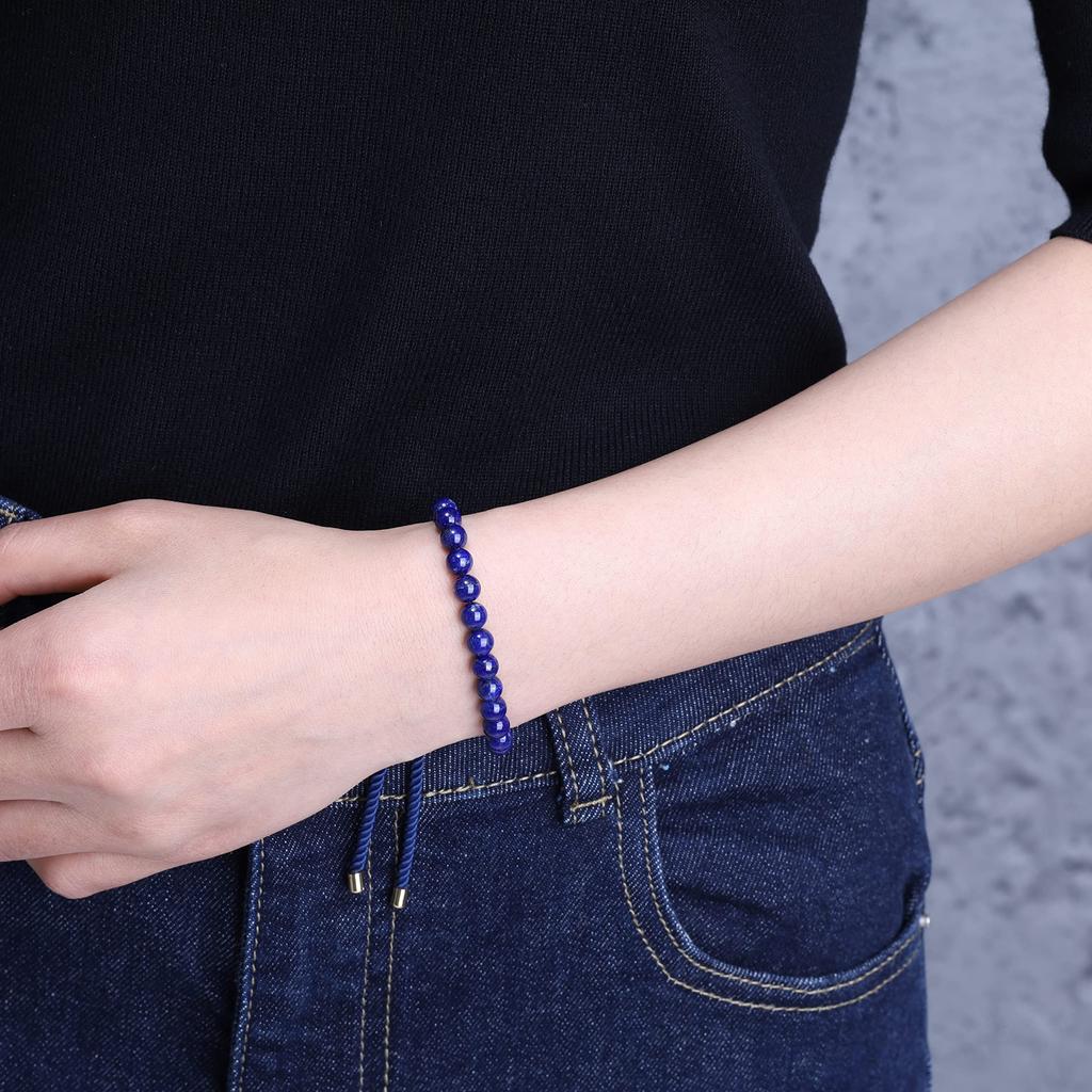 Lapis Lazuli December Birthstone Adjustable Length Power Stone Bracelet for Men and Women [KOAI]