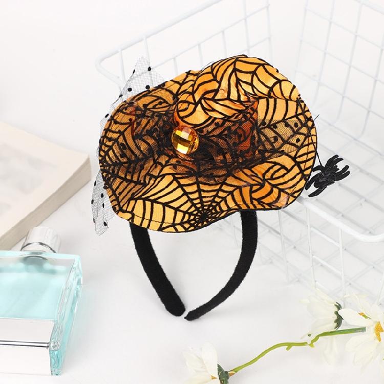 Festival Halloween Witch Hat Hairband with Mesh for Women Men Cosplay Spiderwebs Wizard Caps Headband Costume Accessory