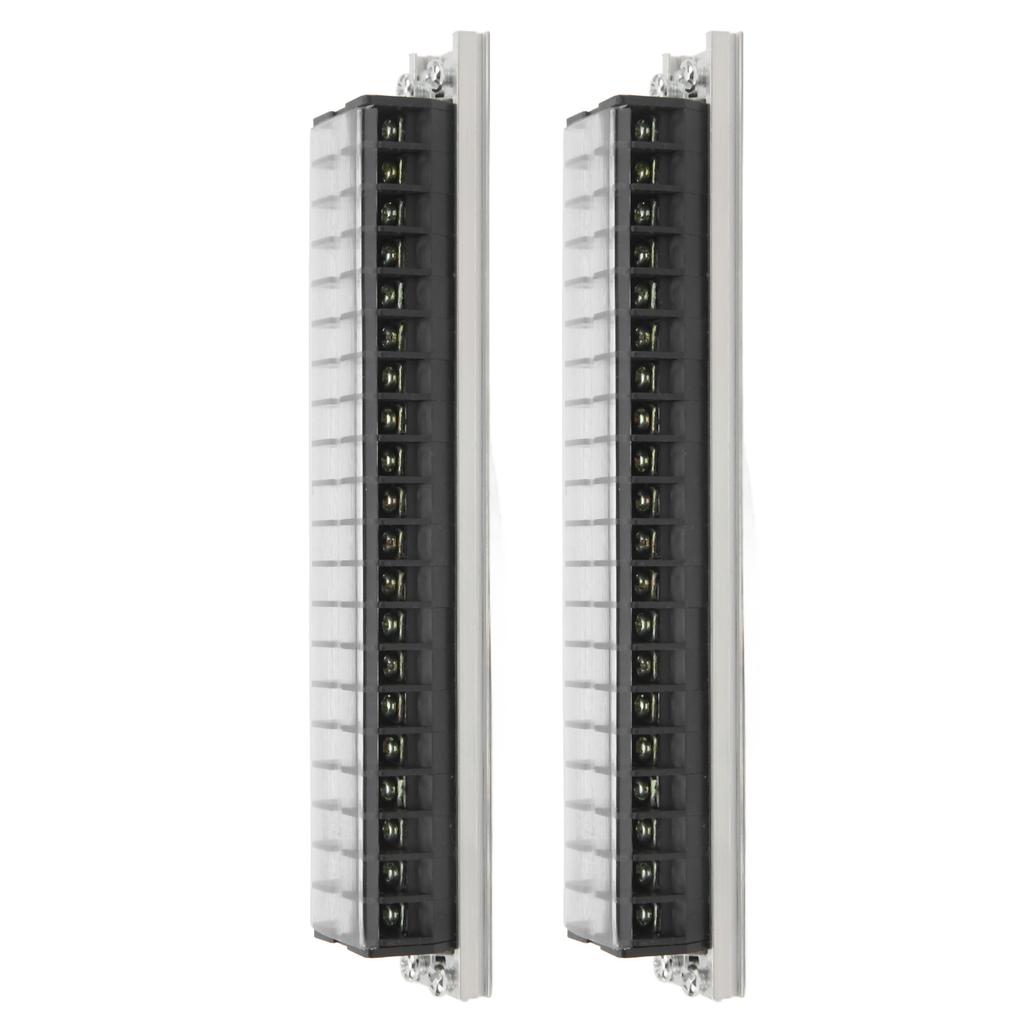 2pcs Dual Row Terminal Strip 660V 15A 10 Positions Terminal Barrier Strip with Cover T1520