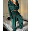 Womens Casual 2-Piece Set: Solid Color Long Sleeve Zip-Up Hoodie Jogger Pants Streetwear Comfort