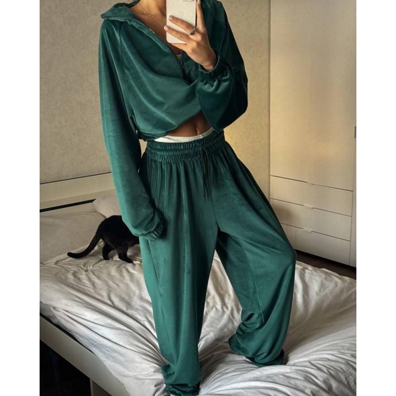 Womens Casual 2-Piece Set: Solid Color Long Sleeve Zip-Up Hoodie Jogger Pants Streetwear Comfort