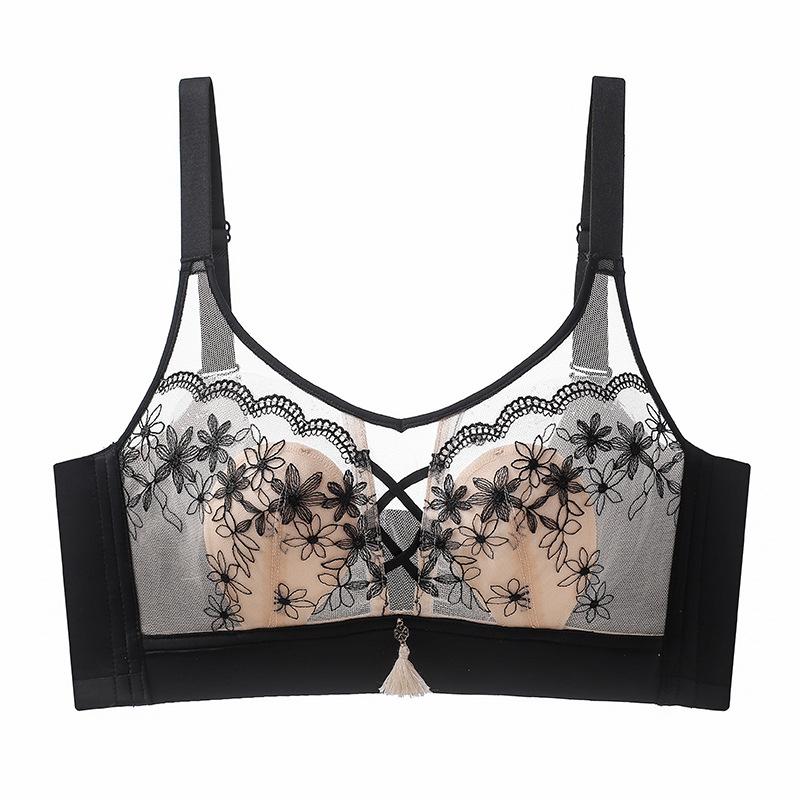 Thin Bra with Rabbit Ear Cup Full Cup Design Thin Bra Without Steel Ring Double Breasted Bra