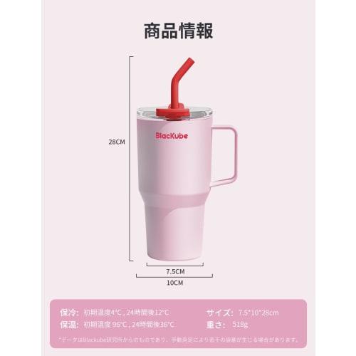 Blackube Ceramic Tumbler with Straw, Handle, 800ml Coffee Kettle, Vacuum Quencher, Keeps Hot or Cold, Vacuum Insulated Wide Mouth, Large Capacity, Dir