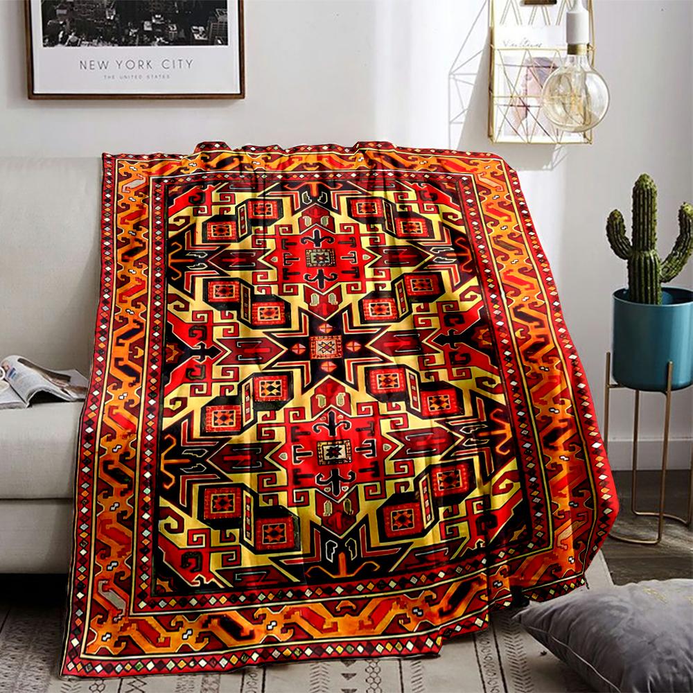 Ethnic Style Geometric Pattern Area Blanket for Living Room or Bedroom Blanket, Suitable for Use In the Bedroom, Living Room, On the Sofa