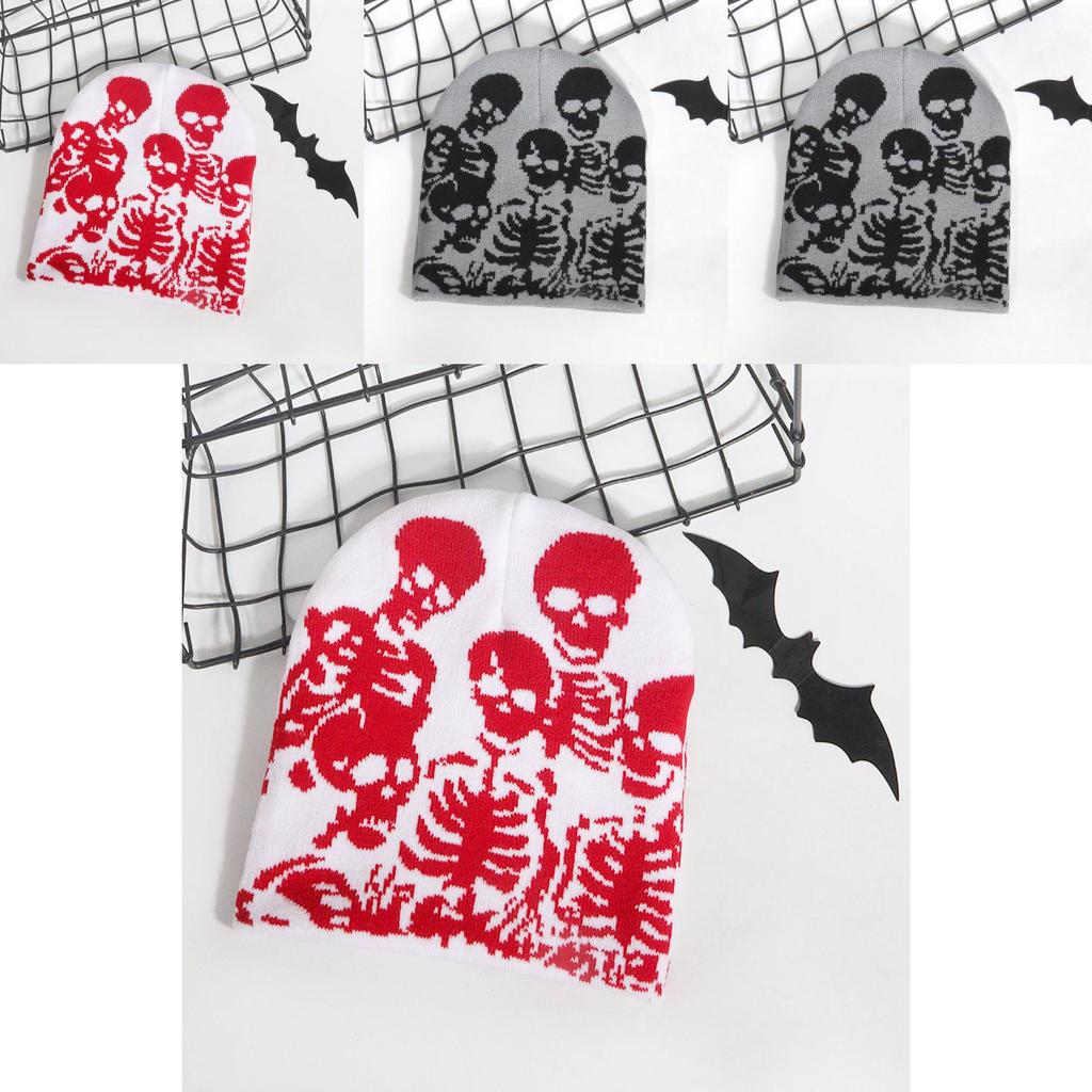 Skull Pattern Knit Hat With Warmth Function For Streetwear Youth Fashion And Fall Seasons