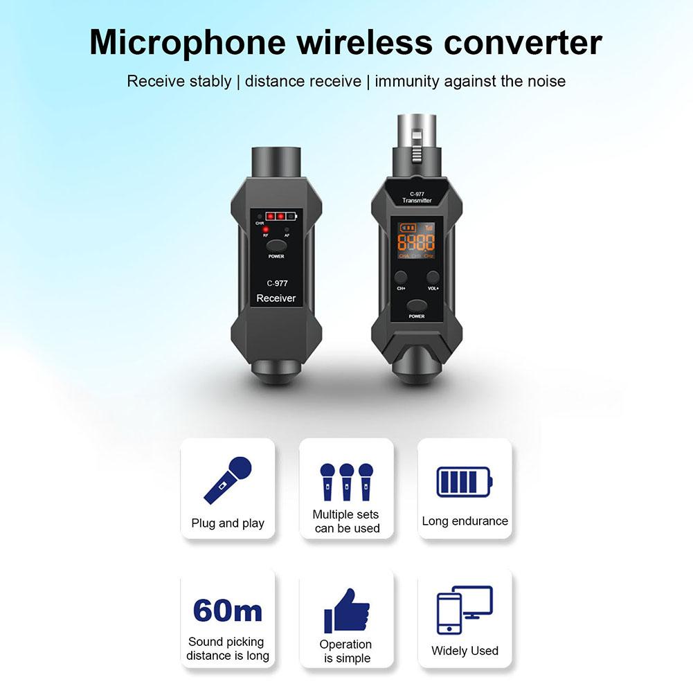 Dynamic Microphone Converter Wireless System Xlr Transmitter Receiver 6.5 Adapter For Dynamic Mic