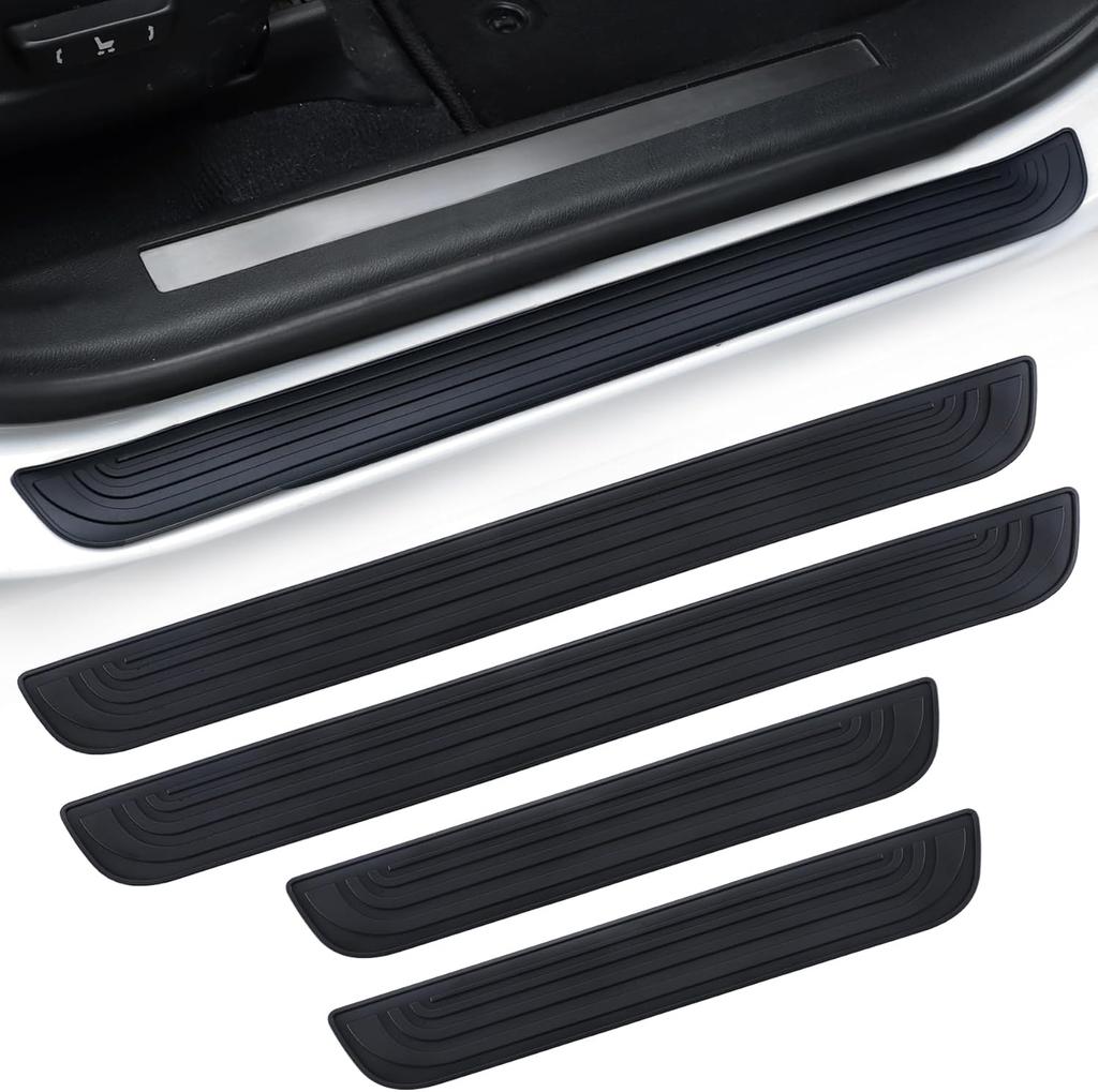 Car Door Threshold Protection, 4PCS Door Edge Step Dust Shield Cover, Car/SUV Universal Rubber Scratch Resistant Exterior Accessories