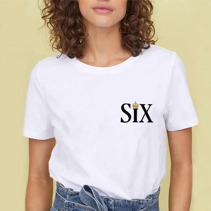 SIX The Musical Queens Letter Hip Hop Print T Shirt Casual O-neck T Shirt for Women Short Sleeve Fashion Female Top