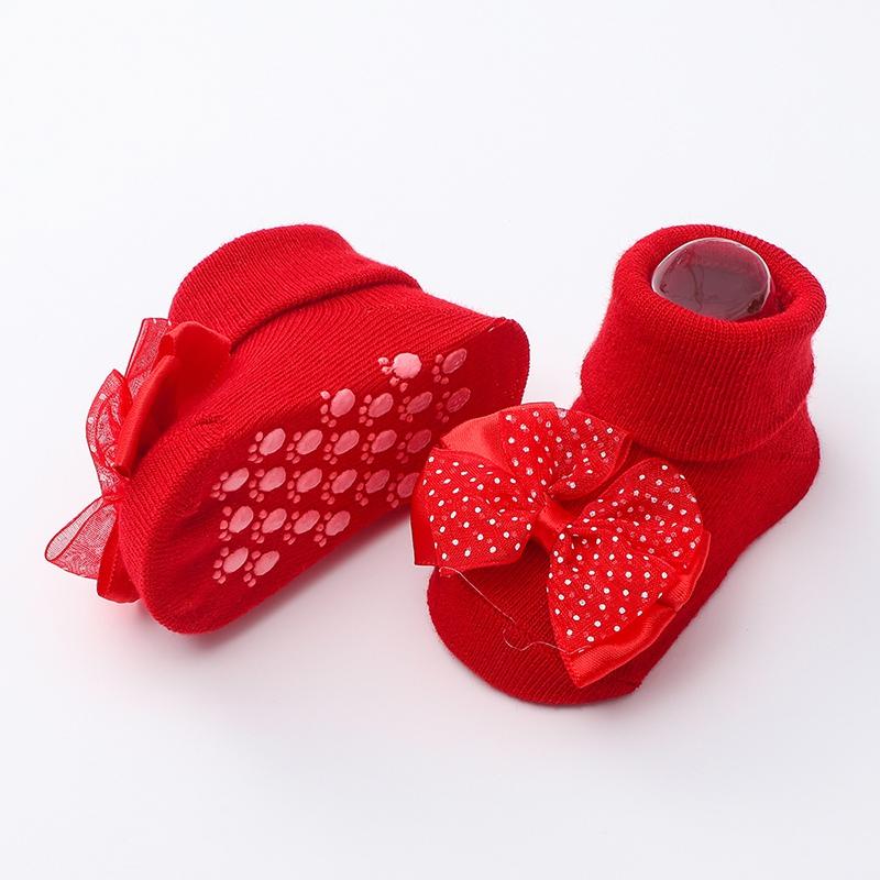 Infant Baby Bow-tie Decoration Cute Cotton Non-skid Socks Soft Comfortable Walker Socks