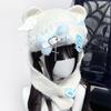 Warm Blue Bear Hat with Ear Furry Caps Cartoon Ear Hat Solid Color Wing Winter Plush Hat for Casual Wear