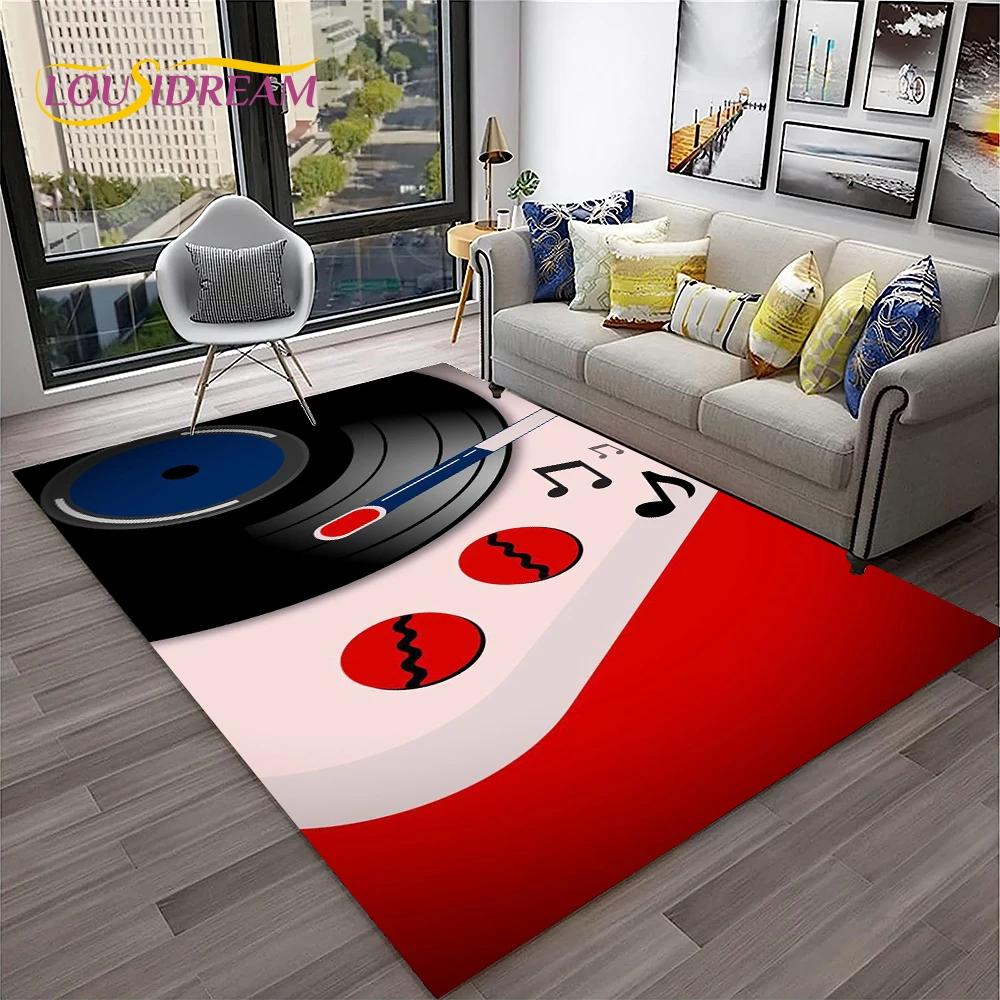 Music Art 3D Vinyl Record Retro Carpet Rug for Home Living Room Bedroom Sofa Doormat Decor,Kid Play Area Rug Non-slip Floor Mat